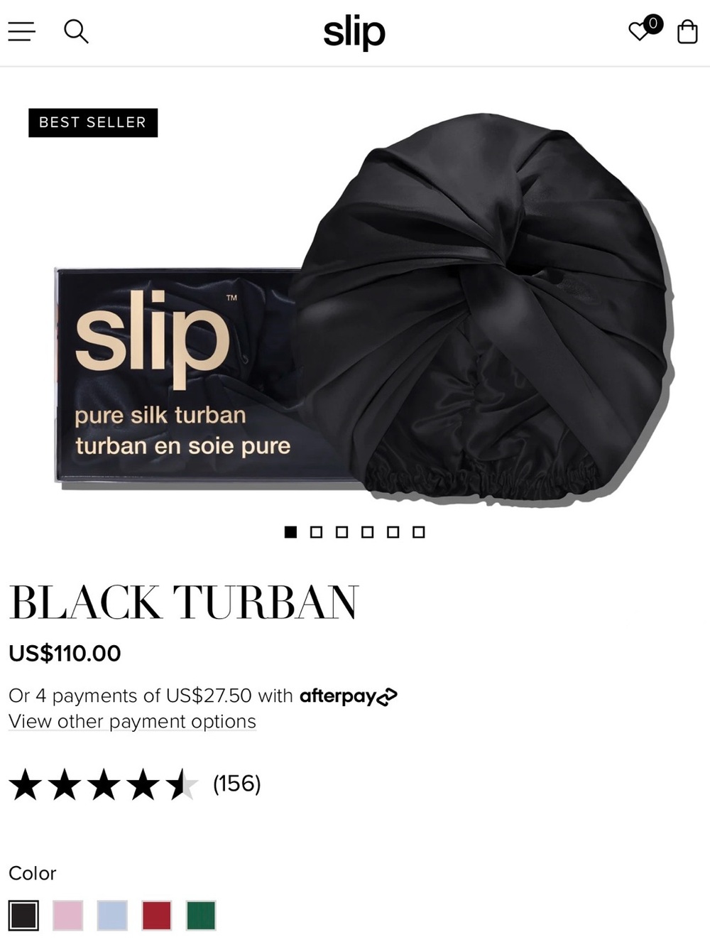 NTW slip Black Pure Silk Turban Hat